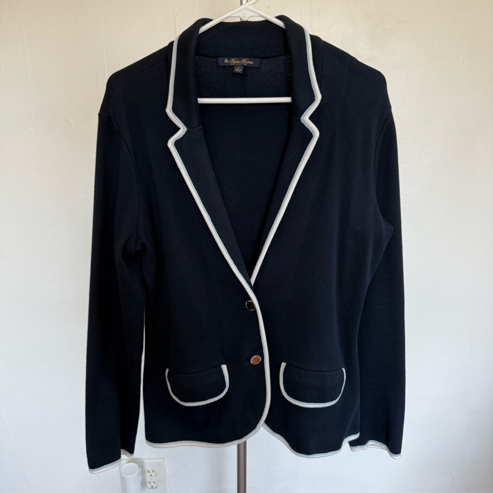 Brooks Brothers Navy Knit Suit Sheath Dress Jacket sz Large - Picture 4 of 8